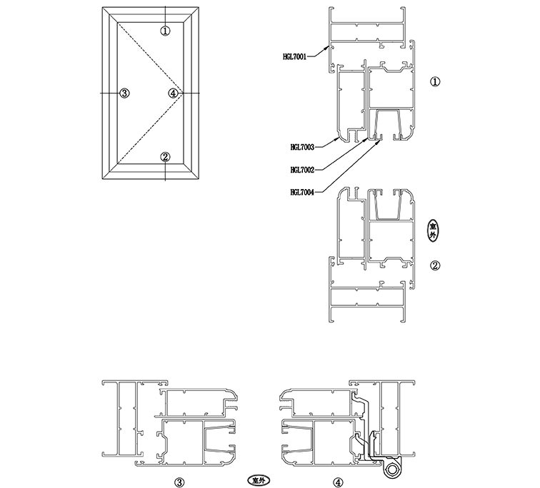 70系列平開窗節(jié)點圖